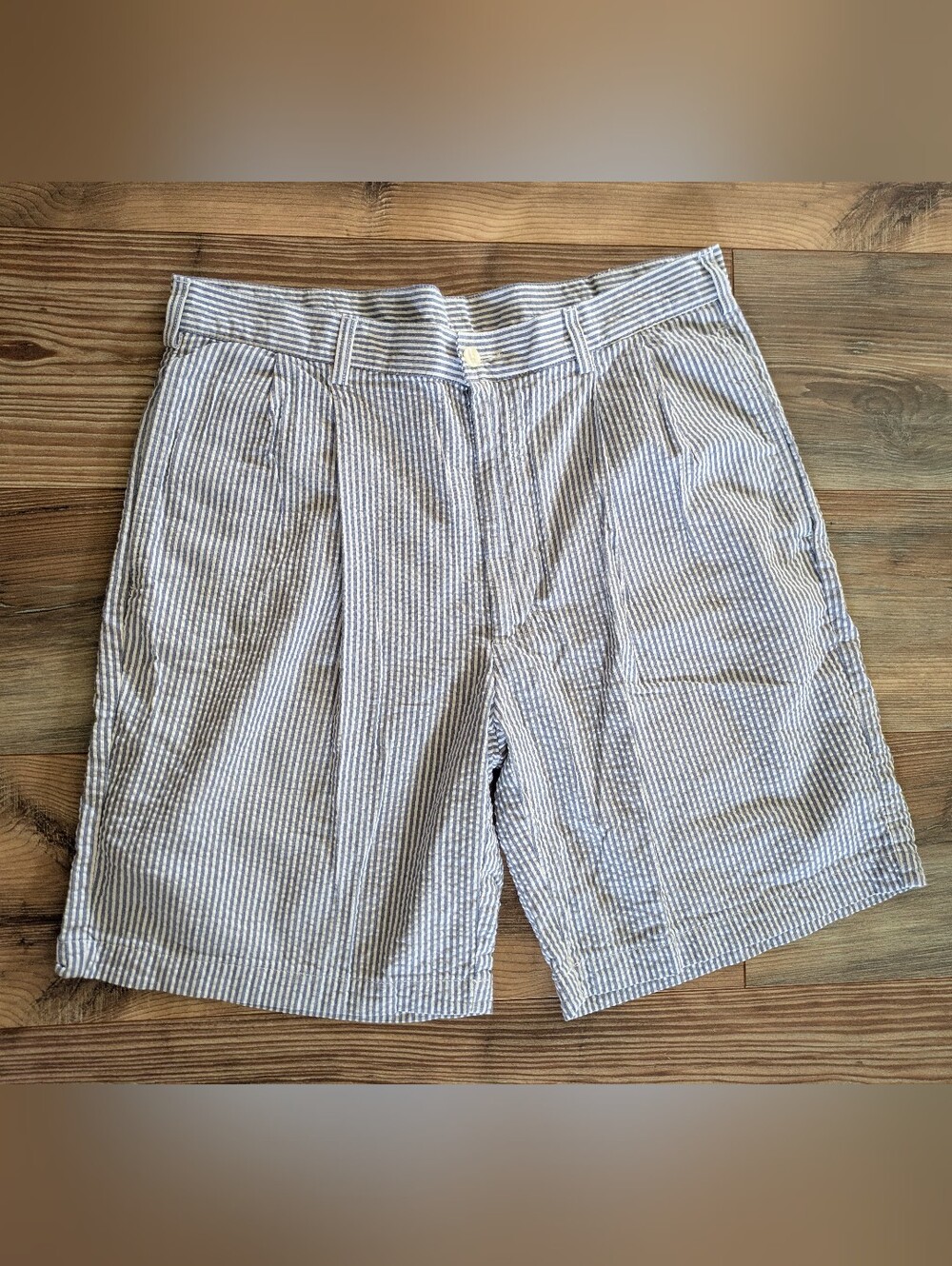 Jos. A. Bank Blue & White Seersucker Striped Cotton Shorts Men's 35
